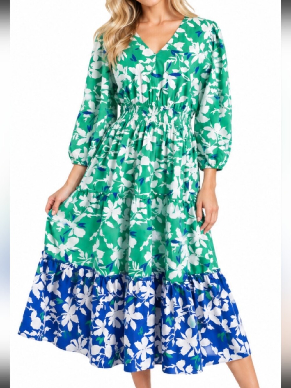 Southern Tide Green and Blue Floral Dress - Picture 3 of 11